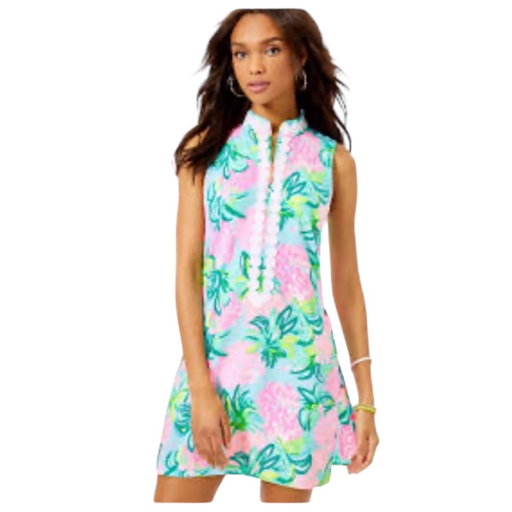 Lilly Pulitzer Pink & Aqua Floral Sleeveless Shift Romper